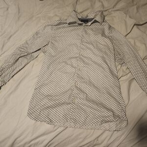 Ted Baker Size 4 Men's White Patterned Button Down Dress Shirt